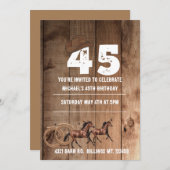 Invitation Bois rustique brun cowboy thème 45e anniversaire (Devant / Derrière)