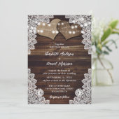 Invitation Bois rustique Burlap et dentelle mariage Invitatio (Debout devant)