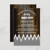 Invitation Bois rustique Chaîne Lumière Pins Arbre Fête (Devant / Derrière)