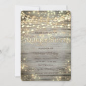 Invitation Bois rustique Chaîne lumières or brillant (Devant)