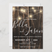 Invitation Bois rustique chic de grange avec Mariage à cordon (Devant)