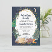 Invitation Bois Rustique Ciel de nuit Bébé Parsemé Par Courri (Debout devant)