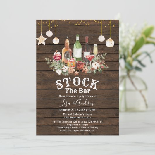 Invitation Bois Rustique Couples Douche Stock Le Bar (Debout devant)