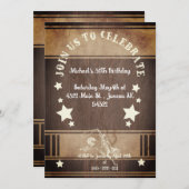 Invitation Bois rustique cowboy thème 30e anniversaire Invita (Devant / Derrière)