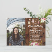 Invitation Bois rustique de fête d'anniversaire de photo de (Debout devant)