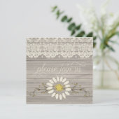 Invitation Bois rustique de grange dentelle florale post mari (Debout devant)