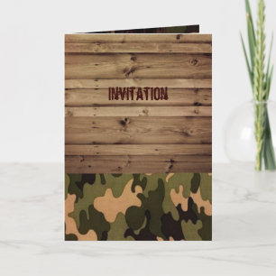 Invitation bois rustique de grange ouest campagne camouflage