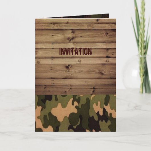 Invitation bois rustique de grange pays occidental camouflage (Devant)
