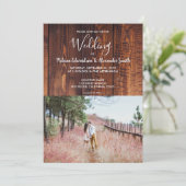 Invitation Bois rustique de la grange élégant mariage photo (Debout devant)