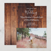 Invitation Bois rustique de la grange élégant mariage photo (Devant / Derrière)