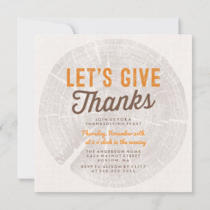 Invitation Bois Rustique Dîner de Thanksgiving