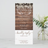 Invitation Bois Rustique Éclairage Tout En Un Mariage (Debout devant)