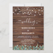 Invitation Bois rustique éclaire Eucalyptus QR Mariage (Devant)