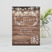 Invitation Bois rustique éclaire la Fête des mariées des jarr (Debout devant)