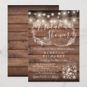 Invitation Bois rustique éclaire la Fête des mariées des jarr (Devant / Derrière)