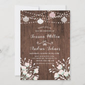 Invitation Bois rustique éclaire le Mariage floral (Devant)