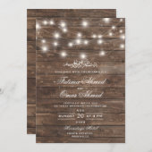 Invitation Bois rustique éclaire le Mariage musulman islamiqu (Devant / Derrière)