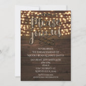 Invitation Bois rustique Élégant Éclairage à cordes Invitatio (Devant)