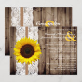 Invitation Bois rustique et dentelle avec Mariage de tourneso (Devant / Derrière)