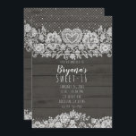 Invitation Bois rustique et dentelle blanche 16 Anniversaire<br><div class="desc">Personnaliser pour tout événement</div>