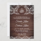 Invitation Bois rustique et dentelle blanche Mariage musulman (Devant)