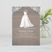 Invitation Bois rustique et dentelle | Fête des mariées maria (Debout devant)