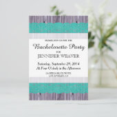 Invitation Bois rustique et dentelle Turquoise (Debout devant)