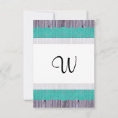 Invitation Bois rustique et dentelle Turquoise (Dos)