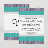Invitation Bois rustique et dentelle Turquoise (Devant / Derrière)