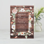 Invitation Bois rustique et Fête des mariées à la frontière f (Debout devant)