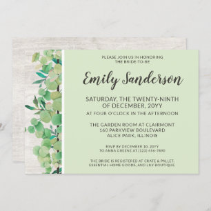 Invitation Bois rustique et Fête des mariées botanique d'Euca