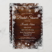 Invitation Bois rustique et Fête des mariées de neige (Devant / Derrière)