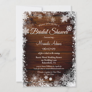 Invitation Bois rustique et Fête des mariées de neige