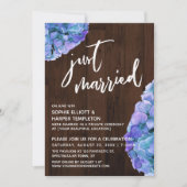 Invitation Bois rustique et Hydrangée Bleue Juste Marié (Devant)