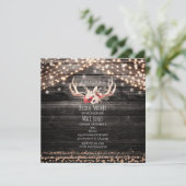 Invitation Bois rustique et lumières Floral Antlers Invitatio (Debout devant)