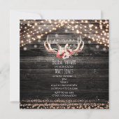 Invitation Bois rustique et lumières Floral Antlers Invitatio (Devant)