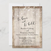 Invitation Bois rustique et lumières Réception de mariage "À  (Devant)