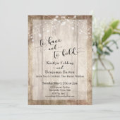 Invitation Bois rustique et lumières Réception de mariage "À  (Debout devant)