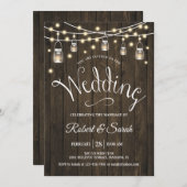 Invitation Bois rustique et Mariage lumineux (Devant / Derrière)