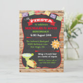 Invitation Bois rustique et tableau noir Fête mexicaine (Debout devant)