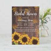 Invitation Bois rustique et tournesol | FÊTE DES MARIÉES (Debout devant)