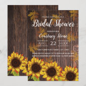 Invitation Bois rustique et tournesol | FÊTE DES MARIÉES (Devant / Derrière)