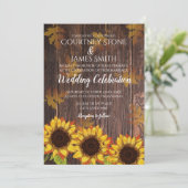 Invitation Bois rustique et tournesol | MARIAGE DE AUTOMNE (Debout devant)
