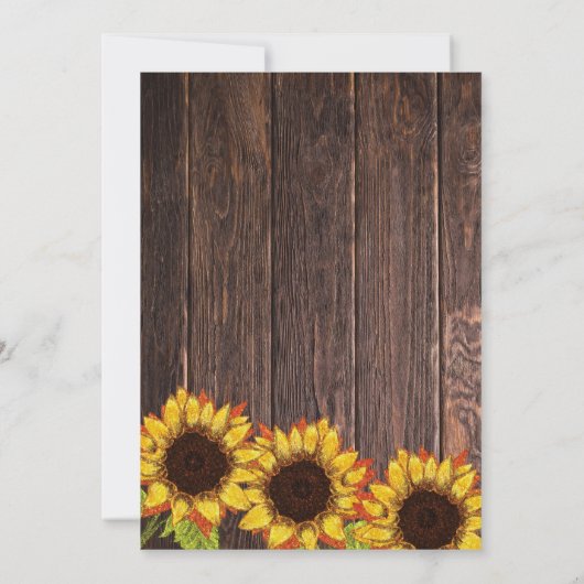 Invitation Bois rustique et tournesol | MARIAGE DE AUTOMNE (Dos)