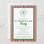 Invitation Bois rustique et trèfle Party de la Saint-Patrick (Devant)