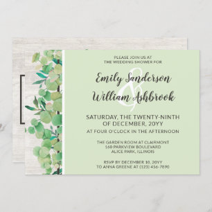 Invitation Bois rustique et Wedding shower botanique Eucalypt