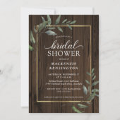 Invitation Bois rustique Eucalyptus Fête des mariées verte (Devant)