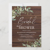 Invitation Bois rustique Eucalyptus Fête des mariées verte (Devant)