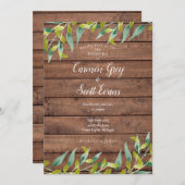 Invitation Bois rustique Eucalyptus Mariage de verdure (Devant / Derrière)