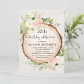 Invitation Bois rustique femmes fête d'anniversaire adulte n' (Debout devant)